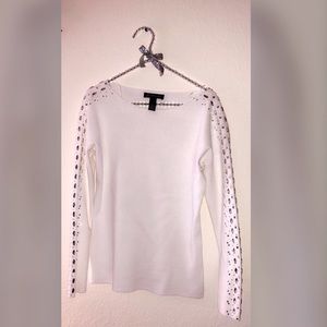 I.N.C white rhinestone embellished top